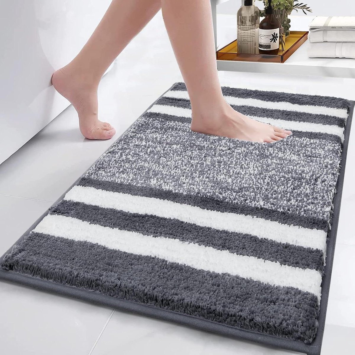 Zachte badmatten - 45 x 65 cm - microvezel - pluizig - antislip - waterabsorberend - wasbaar - dik - badkleed voor de badkamer