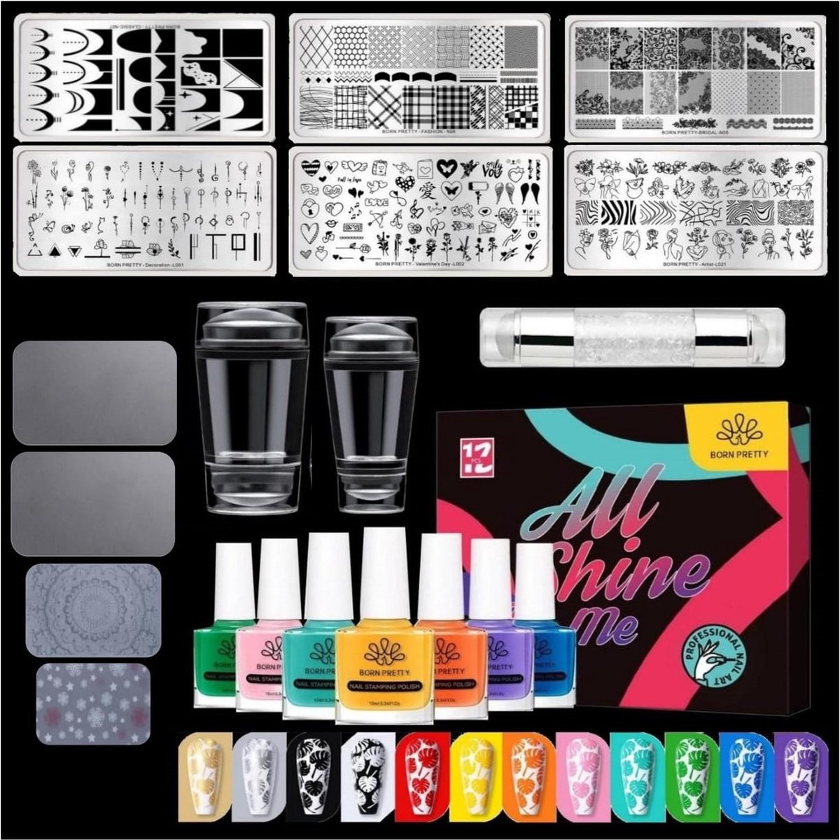 Goedkoopste Born Pretty - Stempel nagellak set - 25-delig - Nagel stempel - Stempel nagellak - Nail stamp - Stamping polish - Nagelstempel - Stamping nail polish - Stempel nagels - Nagelstempel doorzichtig - Nail art stempel - Nagellak stempel siliconen