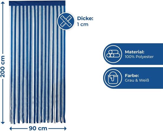 Vliegengordijn 90 x 200 cm blauw-wit gestreept — afbeelding 5