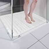 Tapis de douche antidérapant, 80 x 80 cm, PVC, tapis de douche, gris, tapis antidérapant, trous d'évacuation, tapis de bain, sans BPA, résistant à la moisissure, lavable en machine, pour douche, salle de bain, baignoires