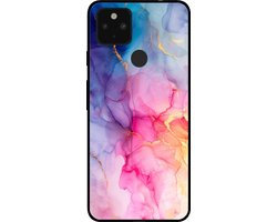 Smartphonica Telefoonhoesje voor Google Pixel 4A 5G met marmer opdruk - TPU backcover case marble design - Regenboog geschikt voor Google Pixel 4A 5G