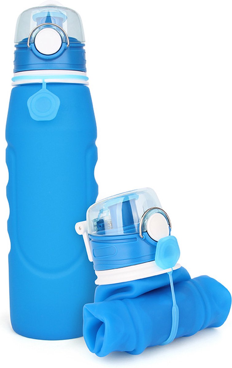 Duradis - Opvouwbare waterfles - Drinkfles - Waterzak - Duurzaam - Siliconen - 1000 ml - Blauw — cadeau in Sport & Outdoor - foto 6