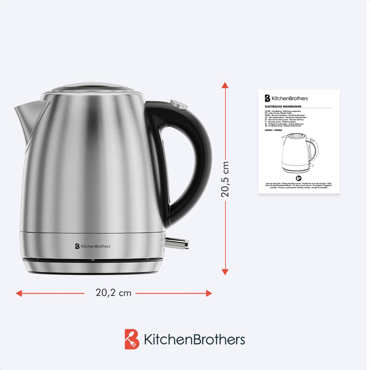 KitchenBrothers Waterkoker - Elektrisch - 1 Liter - PFAS- & BPA-vrij - Klein Camping Formaat - Reiswaterkoker met Kalkfilter - RVS – foto 6