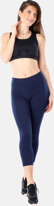 Bellivalini BLV-BLV50-184-LE Dames Capri Leggings - Sport - Vrijetijdsbroek - 3/4 Lengte - Katoen - Sporbroek - Yogabroek - Marineblauw - L