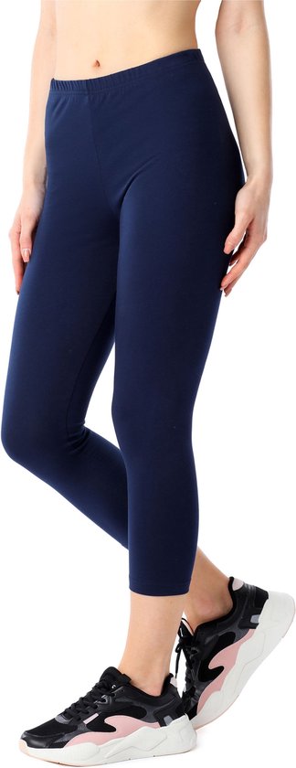 Bellivalini BLV-BLV50-184-LE Dames Capri Leggings - Sport - Vrijetijdsbroek - 3/4 Lengte - Katoen - Sporbroek - Yogabroek - Marineblauw - L