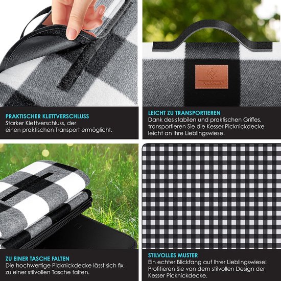 Grande Couverture Pique-nique Imperméable Polaire - Tapis De Voyage Avec Poignée
