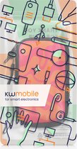 kwmobile hoesje voor smartphones L - 6,5" - hoes van Neopreen - Abstracte golf roze/oranje design - roze / oranje - binnenmaat 16,5 x 8,9 cm