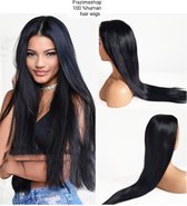 Frazimashop- Braziliaanse Remy Dames pruiken 26 inch 65 cm - kleur natuurlijk zwart steil -100% human hair 4x4 lace closure wigs