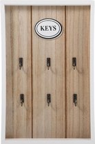 Sleutelkastje van hout - 30 x 4 x 20 cm - voor 6 sleutels - Bruin