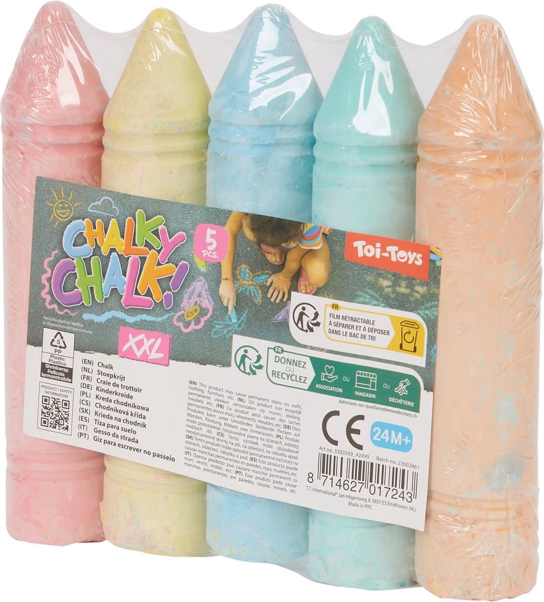 Toi-toys chalky chalk! xxl 5st stoepkrijt