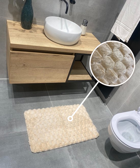 Badmat - Tapis de douche - Badmat antidérapant - Tapis de bain - Absorbant Water - Antidérapant - 50X80cm - Beige