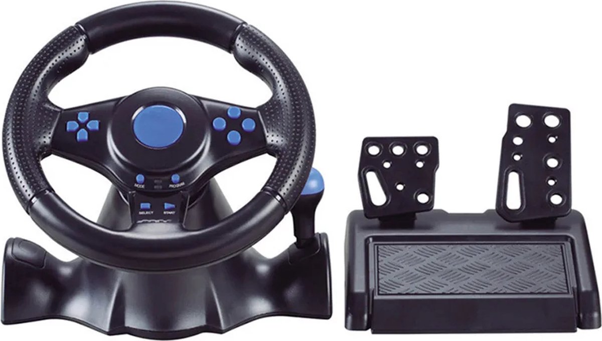 Gaming Stuur - Race stuur - Triloptie - Gaming Stuurwiel PC - Geschikt voor PC / Nintendo Switch / Playstation / PS4 / Xbox - Met Pedalen - 7 in 1 - Zwart op Prijzenvolger.com