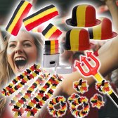Pack supporters belges - Pack Championnat d'Europe avec 33 gadgets belges | Bandeau de sueur | Bracelet de poignet | Chapeaux | Guirlandes d'Hawaï | bâton de maquillage | Euro 2021 de football | diables Rouges