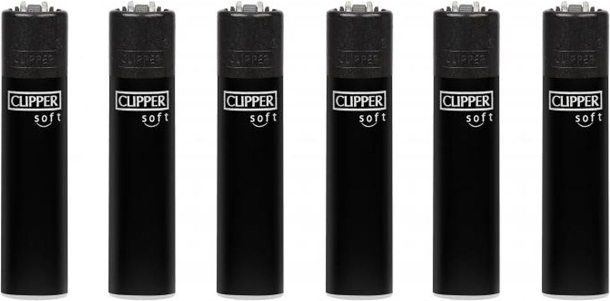 Clipper Classic Large Aanstekers "Uni Soft Touch Black" (6 Stuks)