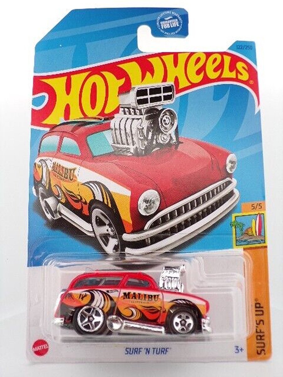 HOT WHEELS MALIBU SURF'N TURF RED 122/250 1:64 SURF'S UP 5/5