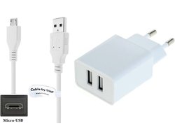 OneOne 2.4A lader met 2 poorten + 1,0m sterke Micro USB kabel. Oplader adapter past op Samsung Galaxy Xcover 2, 3, 4, A01, C5, C7, E5, E7, A01 Core, A02, M01 Core, M01s, M01, M02, J2 Core, Y, Z4, On7, Rex, Star, Trend, Wave, Note 5