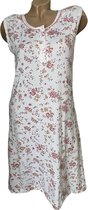 Dames nachthemd mouwloos 6537 bloemenprint XL wit/roze