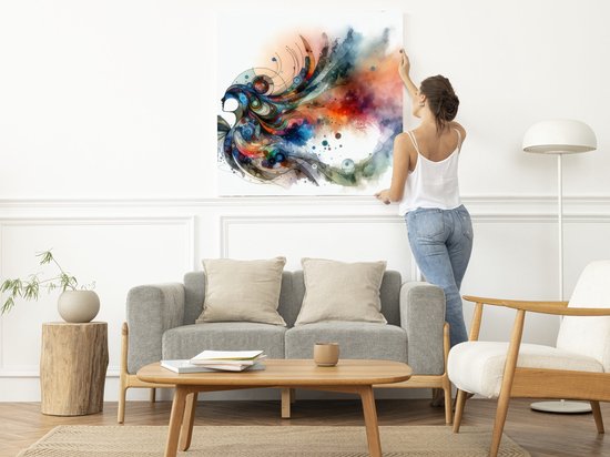 Modern aquarel schilderij | Aquatique Resonance: Exuberant Watercolors in Contemporary Artistic Expression | Kunst - 40x40 centimeter op Canvas | Foto op Canvas