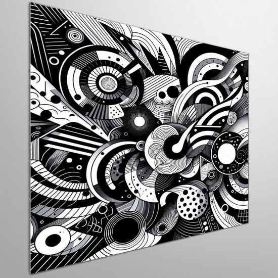 Abstract zwart wit artwork | Monochroom meesterwerk vol mysterieuze vormen en diepe contrasten | Kunst - 30x30 centimeter op Dibond | Foto op Dibond