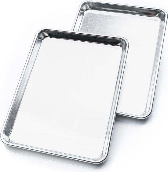 KITCHENATICS Roosteren & Bakken Plaat met Draadrek: Geleibroodjesbak Aluminium Pan met Roestvrijstalen Koelrek (Grootte: 27 cm x 39,62 cm