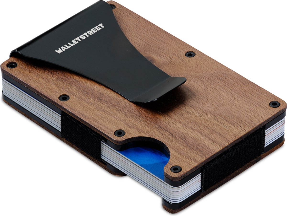 Walletstreet Premium Deep Forrest Wood Pasjeshouder\Creditcardhouder - minimaal 15 pasjes inclusief Geld Clip voor al uw Biljetten-RFID Anti Skim Technologie-Wood