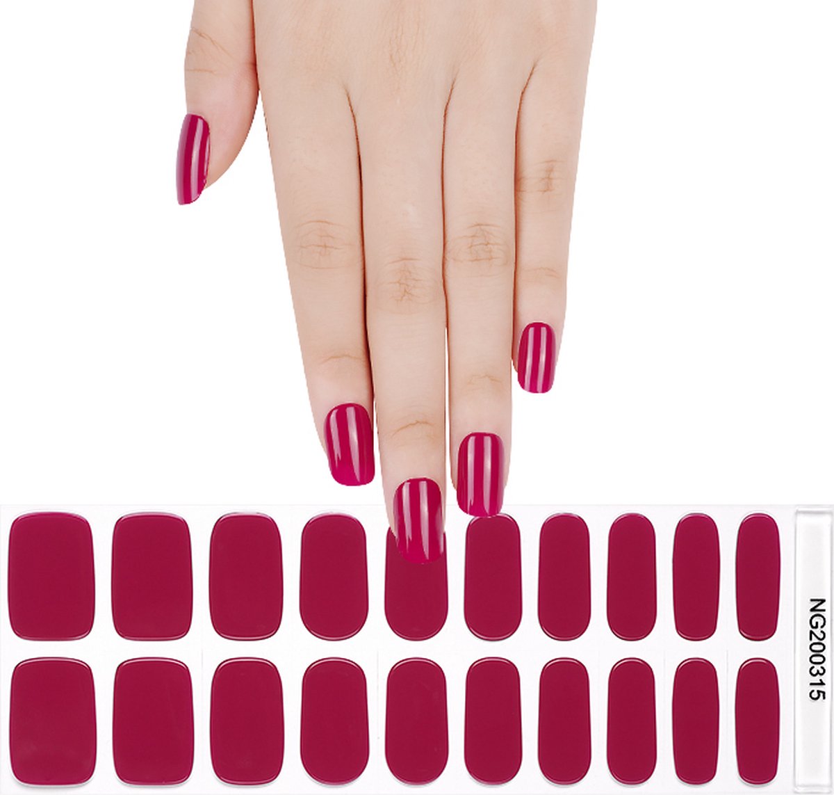 Goedkoopste Gel Nail Wraps – Gel Nagel Wraps – Gel Nail Stickers – Gel Nagel Folie - UV lamp – Red Wine