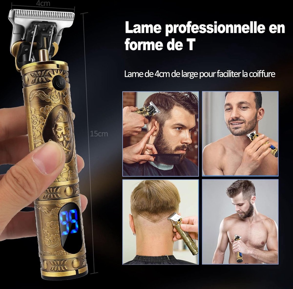 Professionele tondeuse, tondeuse trimmer voor heren, baardtrimmer, langhaartrimmer
