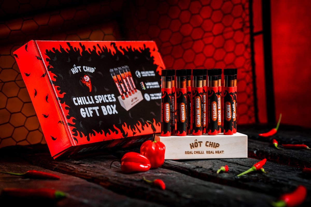 Goedkoopste Extreme Pepers Kruidenset - 10 verschillende hete peper poeders - Carolina Reaper Peper, Trinidad Scorpion, Bhut Jolokia, Chipotle Chili, Jalapeno Peper - Hot Chip