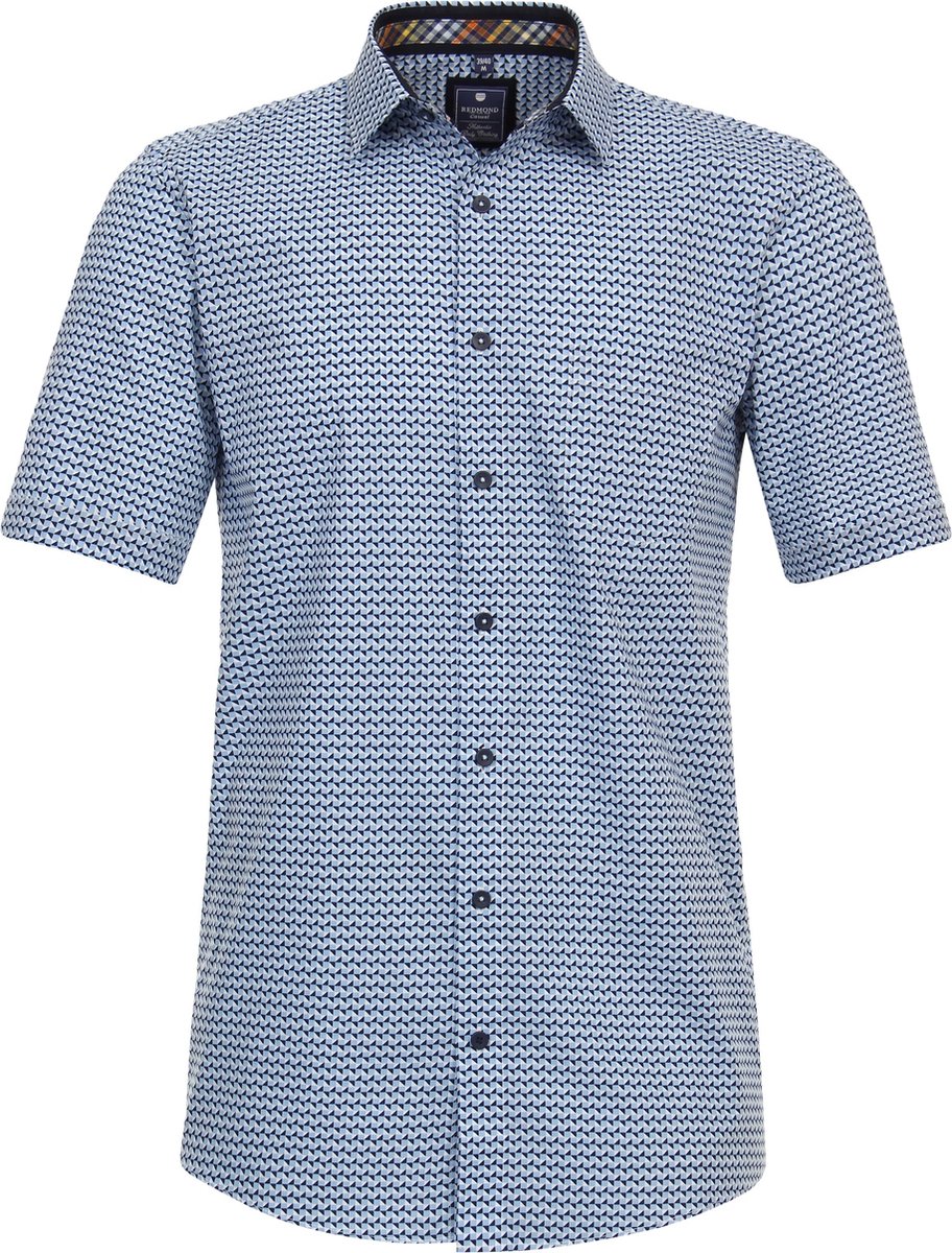 Redmond - overhemd - heren - Comfort Fit - korte mouw - dessin blauw - maat M