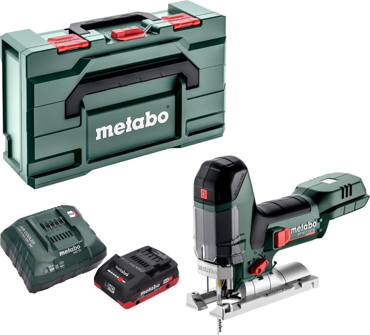 Metabo ST 18 LT 130 BL accu-decoupeerzaag 18 V 130 mm borstelloos + 1x LiHD-accu 4,0 Ah + oplader + Metabox