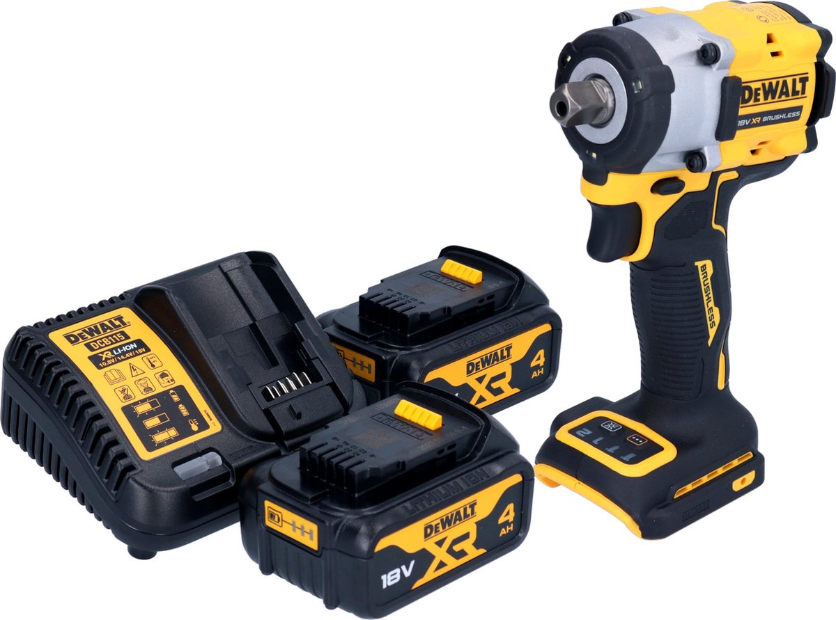 DeWalt DCF 922 M2 accu-slagmoersleutel 18 V 406 Nm 1/2" borstelloos + 2x oplaadbare accu 4.0 Ah + lader