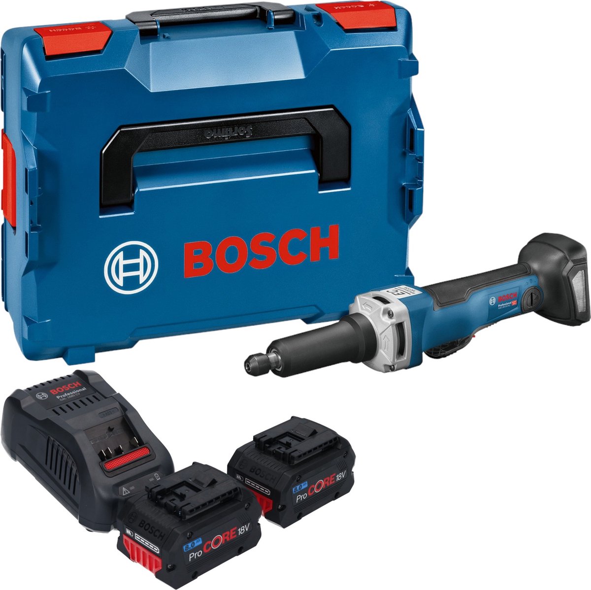 Bosch GGS 18V-23 PLC Professionele rechte accuslijpmachine 18 V borstelloos + 2x ProCore accu 8.0 Ah + lader + L-Boxx