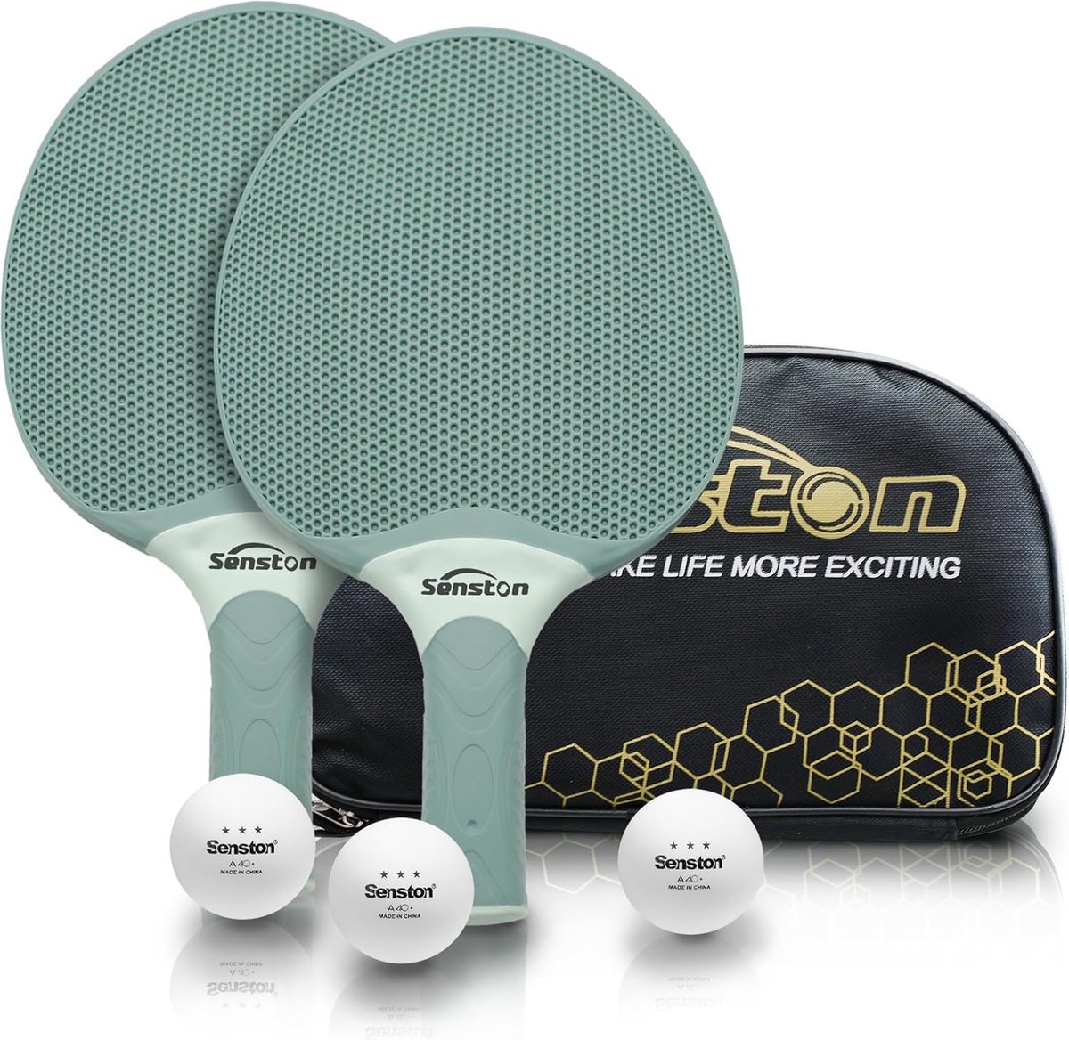 Tafeltennisbatjesset, professioneel tafeltennisbatje met 3 ballen, pingpong peddelset van rubber