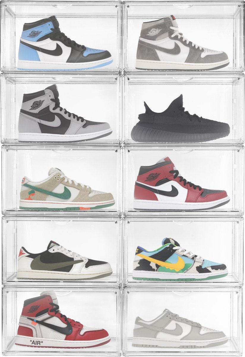 Stackkicks Premium Sneakerbox Schoenenbox Transparant - Stapelbaar & Universeel - 10 stuks