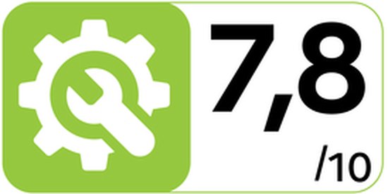 Groen pictogram met tandwiel en moersleutel, met een 7.8/10 score.