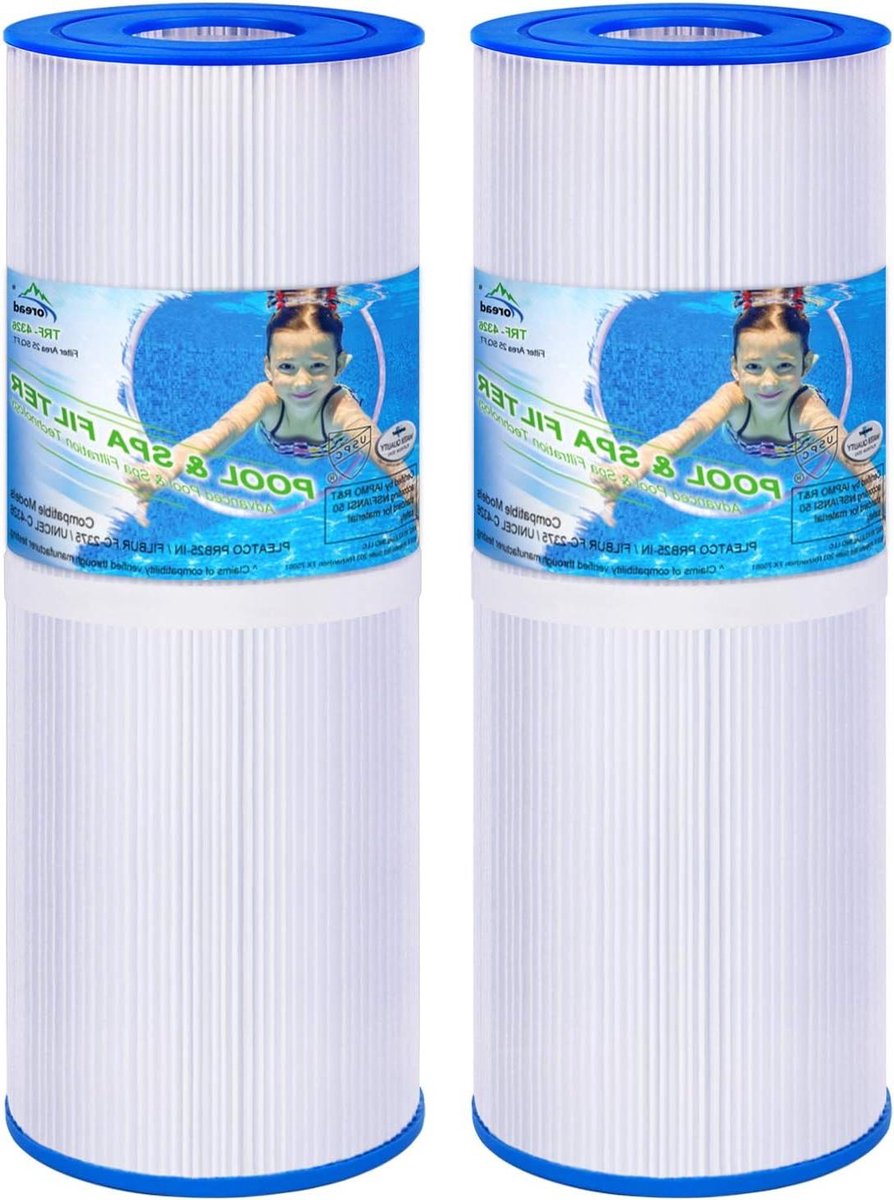 Vervanging Spa-filter voor hot tubs Pleatco PRB25-IN Unicel C-4326 FC-2375 25 sq ft Pentair R173434 Waterway 817-5000 Dynamic RDC-25 5 x 13 spafilter 2 cartridges