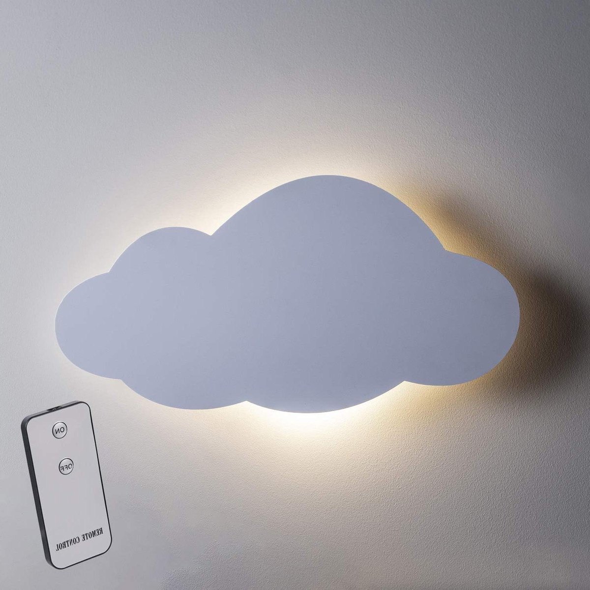 Witte wolk wandlamp op batterijen voor kinderkamer warmwitte led timer & afstandsbediening