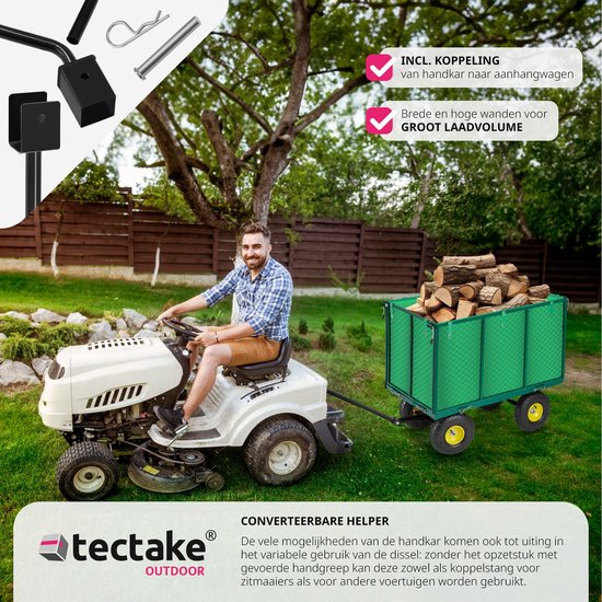 tectake® Bolderwagen met opklapbare zijwanden - Handwagen en transportwagen - Belastbaar tot 544 kg - Transportkar, trolley, strandwagen van Tectake — afbeelding 5