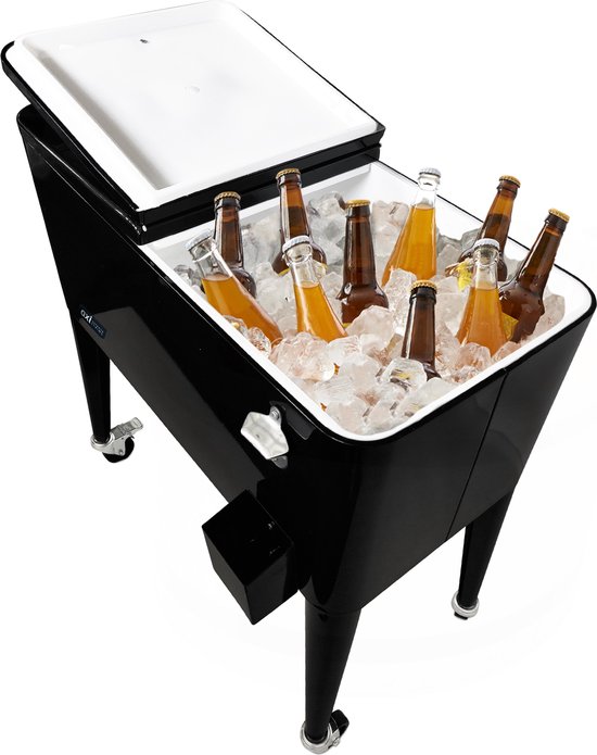 AXI Retro Cooler Zwart - Koeler met wielen - 76L inhoud - Koelbox met aftapkraan van Merkloos — afbeelding 2
