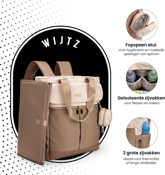 Wijtz Luxe Luiertas Rugzak – Beige