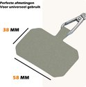 Languette vert pâle pour cordon de téléphone, 38 MM par 58 MM, avec clip argenté.