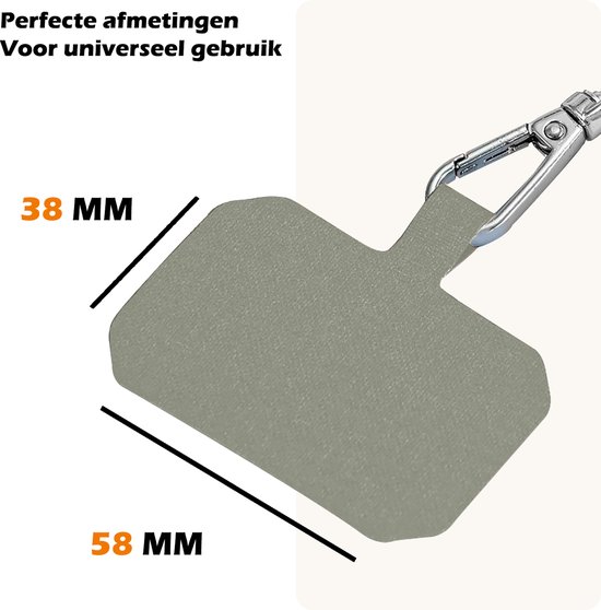 Languette vert pâle pour cordon de téléphone, 38 MM par 58 MM, avec clip argenté.
