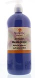 Blauwe fles Volatile massageolie 'Belaste spieren met jeneverbes' met pomp.