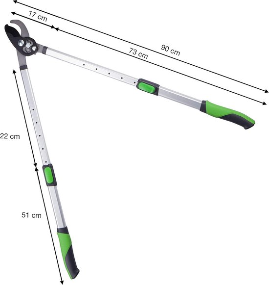 Telescopische bypass-takkenschaar 66-90 cm - buxusboomschaar - gekartelde snoeischaar - aluminium - verstelbare struikschaar - heggenschaar — afbeelding 5
