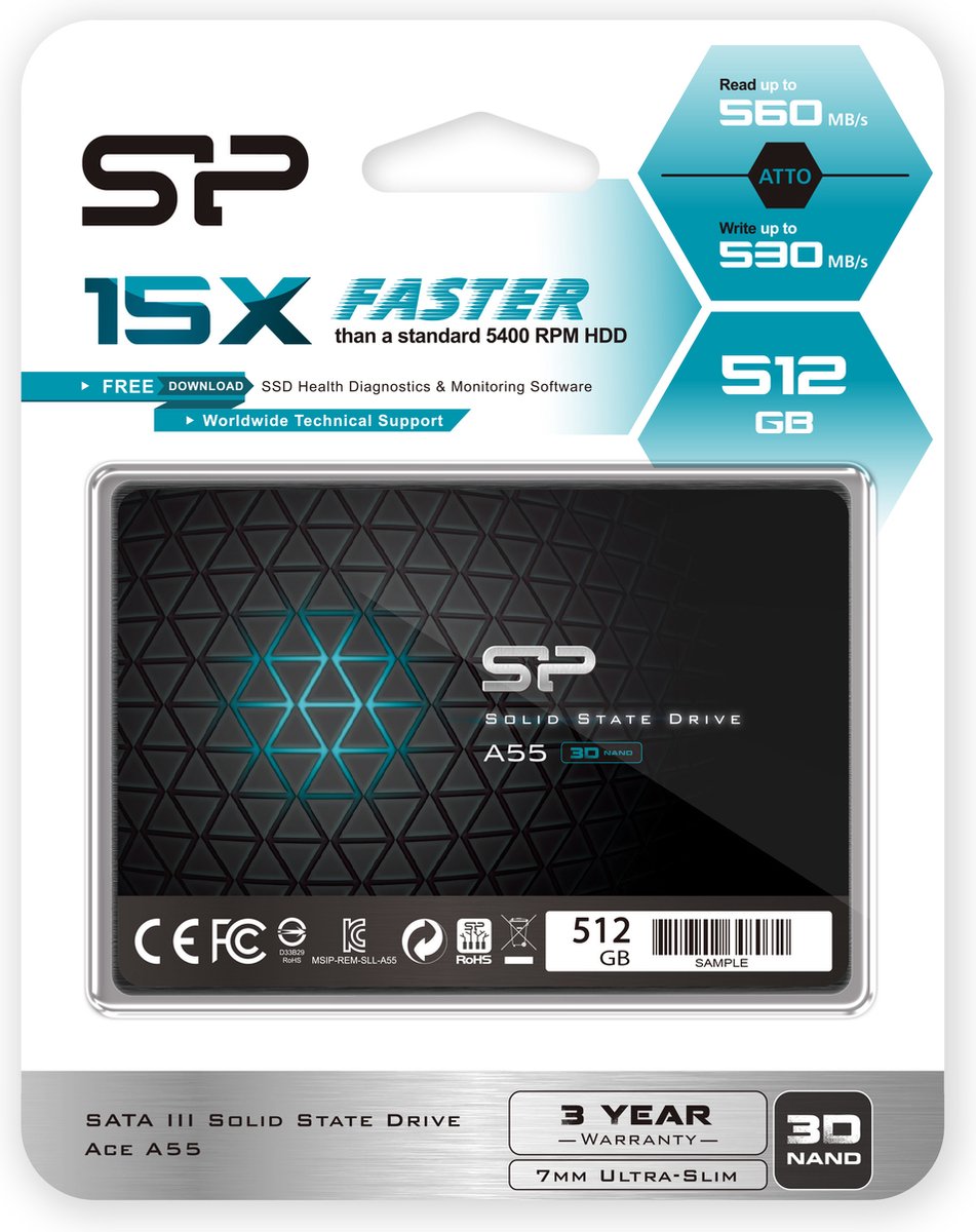 Silicon Power - Ace A55 - 512GB - Interne SSD - 2,5 inch - SATA