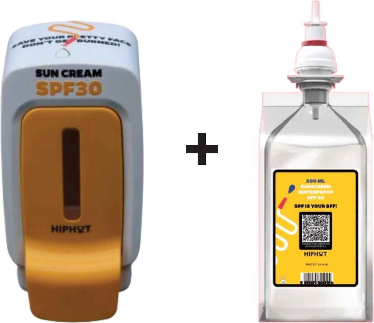 HIPHOT Mini Zonnebrandcrème Dispenser Engels 1/2 liter zonnebrandcrème factor 30