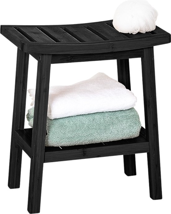 sogesfurniture Bamboe badkamerkruk, bank badkamer, douchekruk, 2 niveaus schoenenrek, schoenenrek, plantenkruk, meubels voor entree