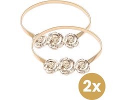 Home2go Gordijn Embrasse - raamdecoratieaccessoires - Gordijnhouder - Gordijn hanger - Gordijn Accessoires - Gouden Roos- 45 cm 2 Stuks