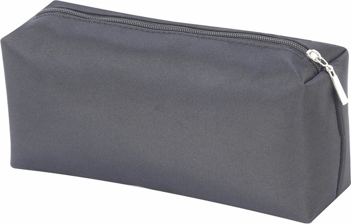 Klassieke toilettas/make-up etui - zwart - 18 x 8.5 x 5 cm - Makeuptas -