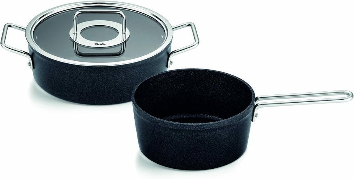 Fissler Adamant - Pannenset met Steelpan - Glazen Deksel - Set van 2